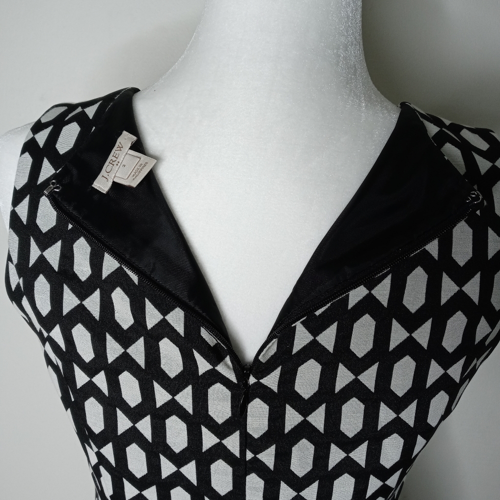 J. Crew Women Dress Size 2 Jacquard Black & White - Picture 5 of 9